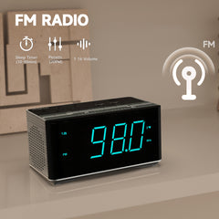 1pc Wireless Alarm Clock Radio With Stereo Speakers, FM Radio, Dual Alarm And USB Charger , Adjustable Dimmer For Bedroom, Office, Desk