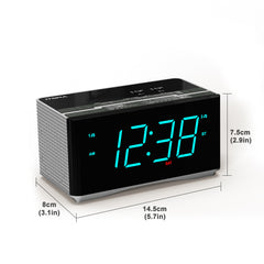 1pc Wireless Alarm Clock Radio With Stereo Speakers, FM Radio, Dual Alarm And USB Charger , Adjustable Dimmer For Bedroom, Office, Desk