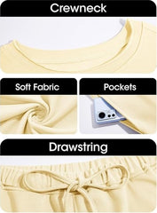 Fisoew Womens Summer 2 Piece Outfits Oversized Casual Short Sleeve Tops And High Waisted Shorts Workout Lounge Short Sets