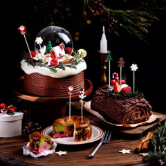 Christmas Cocktail Picks Cute Disposable Bamboo Decorative Toothpicks Santa Claus Gingerbread Man Tree Pattern Fruits Dessert Appetizer Skewers For Holiday New Year Xmas Party Favor