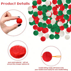 100 Pcs Christmas Pom Poms Balls With Battery String Lights Red And Green White Pompoms Pom Poms For Crafts Making DIY Holiday Christmas Decorations Supplies