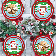 Christmas Paper Plates And Cups Set Decorations For 10 Guests Santa Claus Elk Pattern Plates And Cups For Winter Holiday Christmas Party Decorations