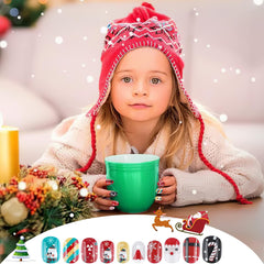 Christmas Stick On Nail, 48 Pcs False Nails Kids Full Cover Xmas Short False Nail Children Nails Lovely Gift For Kids Little Girls Nail Art Decoration-Ban On Selling On Amazon