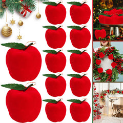 12 Packs Christmas Ornament Xmas Tree Fake Red Apples Hanging Decorations Holiday Tree Red Foam Ball Ornament Pendants For Christmas New Year Holiday Party Decor Supplies