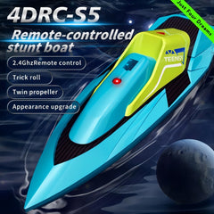 4DRC S5 Remote Control Boat For Swimming Pools And Lakes, 2.4GHz 20 MPH Racing Boat, Rechargeable Battery, Low Battery Alarm, Gifts For Boys And Girls, Logistics Sent Randomly By UPS,USPS,FEDEX