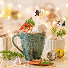 Christmas Cocktail Picks Cute Disposable Bamboo Decorative Toothpicks Santa Claus Gingerbread Man Tree Pattern Fruits Dessert Appetizer Skewers For Holiday New Year Xmas Party Favor