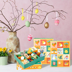 15 Pieces Spring Theme Party Favor Treat Boxes Cute Bunny Carrot Bird Pattern Candy Chocolate Box DIY Holiday Advent Calendar Gift Boxes For Spring Summer Birthday Tea Easter Party Table Decoration