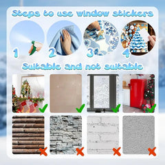 9 Sheets Christmas Window Clings Blue Theme Santa Claus Reindeer Snowman Snowflake Pattern Window Decal Reusable Double Sided Static Stickers For Holiday Winter Xmas Party Decoration