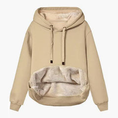 Autumn And Winter Warm Lamb Fleece Pocket Hooded Sports Sweatshirt Jacket For Women