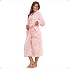 Local Stock Plush Oversize Winter Soft Warm Long Flannel Bathrobe With Hooded Women Thick Night Fleece Bath Robes Dressing