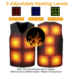 1Pc Heat Jacket Vest 3 Heating Gear Adjustable USB Heated Vest Warm Heat Coat Vest With 10 Heating Pads For Men Women Winter Outdoor Activity