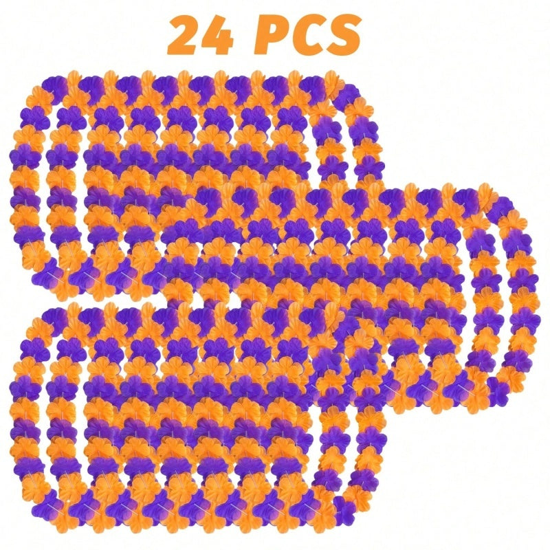 Pack Of 24 Halloween Party Item Flower Chains Halloween Themed Garlands Orange Purple Black Trick Or Treat Holiday Decoration Chain Accessories For Halloween Home Decoration Birthday Party Supplies