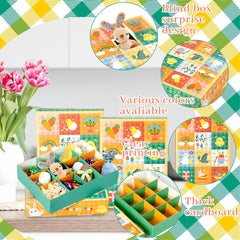15 Pieces Spring Theme Party Favor Treat Boxes Cute Bunny Carrot Bird Pattern Candy Chocolate Box DIY Holiday Advent Calendar Gift Boxes For Spring Summer Birthday Tea Easter Party Table Decoration