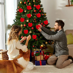 12 Packs Christmas Ornament Xmas Tree Fake Red Apples Hanging Decorations Holiday Tree Red Foam Ball Ornament Pendants For Christmas New Year Holiday Party Decor Supplies