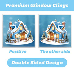 9 Sheets Christmas Window Clings Blue Theme Santa Claus Reindeer Snowman Snowflake Pattern Window Decal Reusable Double Sided Static Stickers For Holiday Winter Xmas Party Decoration
